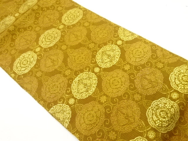 JAPANESE FUKURO OBI / WOVEN FLOWER CREST